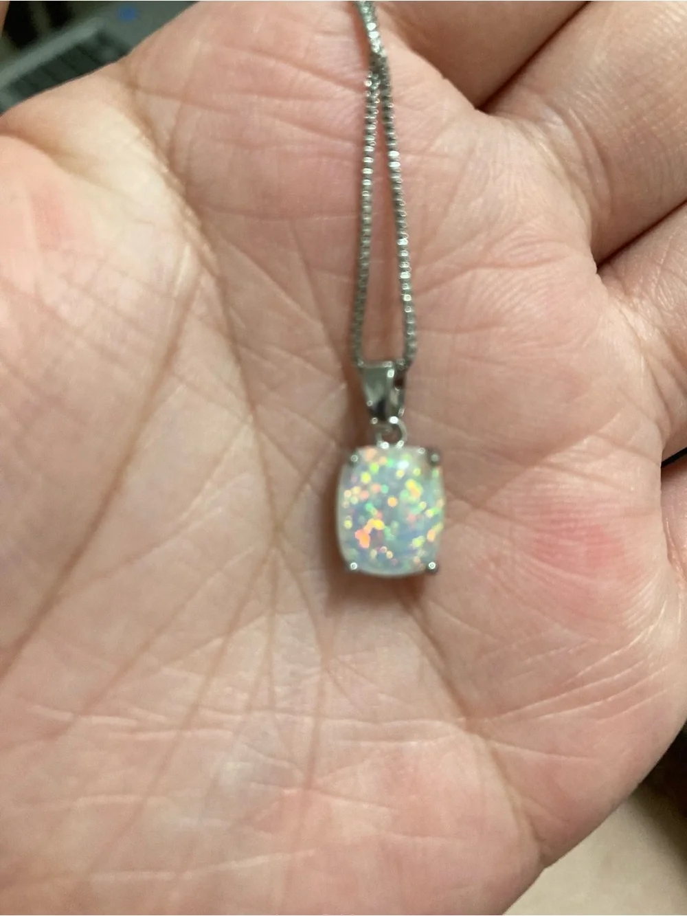 White Opal Pendant Necklace